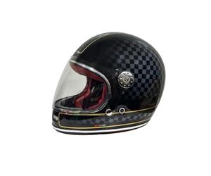 VIPER F656 Full Face Motorcycle Motorbike Helmet ECE 22.06 Approved Vintage Motorbike Helmets for Adult Men and Women Touring Urban Bike Safety Wear Full Face Helmet (Chequer,L)