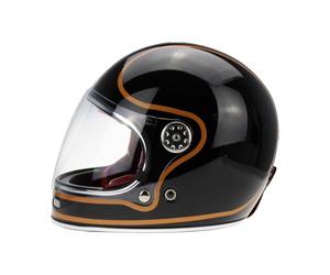 VIPER F656 Full Face Motorcycle Motorbike Helmet ECE 22.06 Approved Vintage Motorbike Helmets for Adult Men and Women Touring Urban Bike Safety Wear Full Face Helmet (Black/Copper,XS)