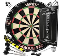 Viper Liga Pro Sisal/Bristle Steel Tip Dartboard Starter Set, con tiza y goma de borrar