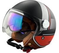 ViPER RSV19 Open Face Motorbike Helmet - Scooter Motorcycle Crash Jet Helmet for Men Women with Sun Visor (Nano Black Orange, M)