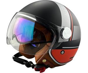 ViPER RSV19 Open Face Motorbike Helmet - Scooter Motorcycle Crash Jet Helmet for Men Women with Sun Visor (Nano Black Orange, M)