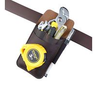 VIPERADE PJ14 - Bolsa de herramientas de cuero, soporte para cinta métrica, bolsa de alicates, funda para destornillador, funda organizadora de 4 bolsillos con 1 lazo táctico para bolígrafo (marrón)