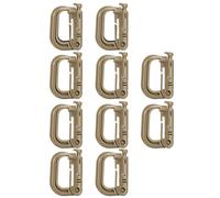 VIPERADE VAB1 - Pack de 10 anillos en D multiusos, cierre para correa Molle de 2,5 cm, mosquetón táctico para fijar correas Molle a mochilas/bolsas/bolsos bronceados