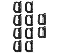 VIPERADE VAB1 - Pack de 10 anillos en D multiusos para correas Molle de 2,5 cm, cierre de mosquetón táctico para sujetar correas Molle a mochilas, bolsas, bolsas, color negro