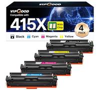 VIPGOOD 415X - Cartuchos de tóner compatibles para HP 415X 415A - Tóner para LaserJet Pro MFP M479fdw M479dw M479fdn M479fnw M479 M454 W2030X W2031X W2032X W2033X (negro cian amarillo Magenta, paquete