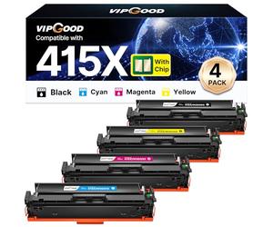VIPGOOD 415X - Cartuchos de tóner compatibles para HP 415X 415A - Tóner para LaserJet Pro MFP M479fdw M479dw M479fdn M479fnw M479 M454 W2030X W2031X W2032X W2033X (negro cian amarillo Magenta, paquete