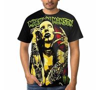 Viplili Marilyn Music and Manson - Camiseta de manga corta unisex con cuello redondo para hombre, Negro, 50