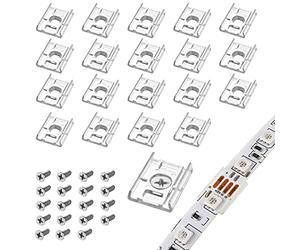 VIPMOON 10mm Clips Fijación de Tira LED 100pcs Clip de Sujeción para Fijación Luz Led Clips de Montaje Ocultos con Tornillos para Tira LED 5050