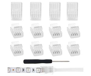 VIPMOON 12PCS 4 Pines 10mm LED Connector es adecuado para tiras de Luz de 10mm WS2811 WS2812B, LED 4 pines sin conector de soldadura.