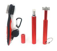VIPMOON 3 Pcs Golf Clubs Groover Cepillo para Palos de Golf Cepillo Limpiador Golf con Afilador de Ranuras Set de Herramientas de Limpieza de Golf para Ranuras de Cara de Palo, Zapato(Rojo)