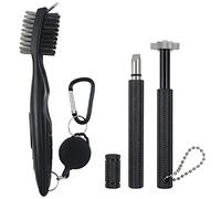 VIPMOON 3 Pcs Golf Clubs Groover Cepillo para Palos de Golf Cepillo Limpiador Golf con Afilador de Ranuras Set de Herramientas de Limpieza de Golf para Ranuras de Cara de Palo, Zapato(Negro)