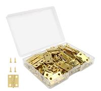 VIPMOON 50 Piezas Mini Bisagras Pequeñas, Bisagras Retro con Tornillos, Bisagra de Repuesto para Accesorios de Bricolaje, Caja de Madera, Latón, 18 x 15 mm