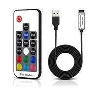 VIPMOON Caja de Control USB 5V y Control Remoto Inalámbrico 17 Teclas RF, Controlador RGB para Tira Luminosa 5050 3528