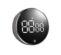 VIPMOON Temporizador de Cocina Digital, Temporizador y Cronómetro de Cocina Magnético, Kitchen Timer Redondo Negro, Volumen Ajustables, Ideal para Cocinar, Hornear, Deportes, Estudiar