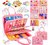 VIPNAJI Busy Board Toddler, 4 Capas Juguetes Montessori para 1 2 3 4 5 6 7 8 Años, Tablero Sensorial Montessori, Juguetes Educativos para Niños, Portátil Tablero Activity Board Sensorial Montessori