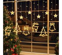VIPNAJI Guirnaldas Luminosas Estrellas Cortina Luces, 138 LED Luces de Cadena de Estrellas y Navidad, Led Cortina Cadena Luces, Adornos Navidad Para El Balcón, Ventana, Pared, Boda, Fiesta