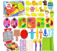 VIPNAJI Juego de Plastilina, Herramientas Plastilina para Niños, 45 Piezas de Moldes plastilina para Crear Hamburguesa,Pizza y Pasta, Accesorios de Arcilla de Modelado,con Bolsa de Almacenamiento