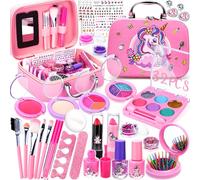 VIPNAJI Kit de Maquillaje Niñas , 59 Piezas Lavable, Set Maletin, Juegos de Belleza Cosméticos, Tocador de Maquillaje Niña, Regalos No-Tóxicos para Princesas 5 6 7 8 9 10+ Años