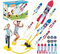 VIPNAJI Nueva versión Cohete Juguete, con 6 LED Cohetes de Espuma,Lanzador de Cohetes para niños,Juegos Jardin Juguete Cohete de Aire,Juguete al Aire Libre,Regalo para niños a Partir de 3 años