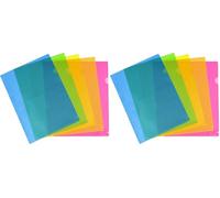 Viquel - 10 fundas de esquina transparentes - Bolsa de plástico con apertura en esquina - Surtido de 5 colores neón (Paquete de 2)