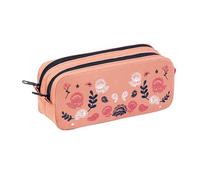 Viquel Boho - Estuche Escolar para niña, 2 Compartimentos de Gran Capacidad, Doble Bolsillo con Cremallera, Almacenamiento de bolígrafos para Escuela Primaria y Universidad, Color Rosa