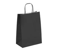 Viquel - Bolsa Kraft de gran tamaño 22 x 31 x 10 cm - Bolsa kraft con asa retorcida negra - Lote de 50 bolsas de papel - Negro