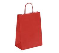 Viquel - Bolsa Kraft de gran tamaño 22 x 31 x 10 cm - Bolsa kraft con asa retorcida roja - Lote de 50 bolsas de papel - Rojo
