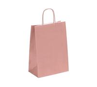 Viquel - Bolsa Kraft de gran tamaño 22 x 31 x 10 cm - Bolsa kraft con asa retorcida rosa - Lote de 50 bolsas de papel - Rosa polvoreada