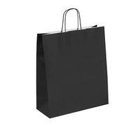 Viquel - Bolsa Kraft de gran tamaño 35 x 14 x 40 cm - Bolsa de papel grande negra con asa retorcida - Lote de 50 bolsas de papel - Color negro