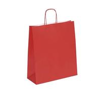 Viquel - Bolsa Kraft de gran tamaño 35 x 14 x 40 cm - Bolsa kraft roja grande con asa retorcida - Lote de 50 bolsas de papel - Color rojo