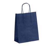 Viquel - Bolsa Kraft tamaño pequeño 18 x 24 x 8 cm - Bolsa kraft con asa retorcida azul oscuro - Lote de 50 bolsas de papel - Azul oscuro