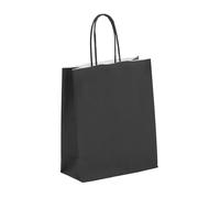 Viquel - Bolsa Kraft tamaño pequeño 18 x 24 x 8 cm - Bolsa kraft con asa retorcida negra - Lote de 50 bolsas de papel - Negro