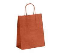 Viquel - Bolsa Kraft tamaño pequeño 18 x 24 x 8 cm - Bolsa kraft con asa retorcida Terracota - Lote de 50 bolsas de papel - Terracota