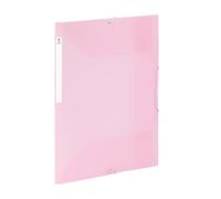 Viquel - Carpeta de plástico de gran capacidad con 3 solapas - Caja de archivos A4 con etiqueta de identificación - Rosa translúcido