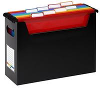 Viquel Easycase - Caja de clasificación con 8 carpetas colgantes de polipropileno, color negro
