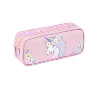 Viquel - Estuche Escolar para niña con 2 Compartimentos de Gran Capacidad Floral Unicorn - Doble Bolsillo con Cremallera - Almacenamiento de bolígrafos de Escuela Primaria y Universidad - Modelo