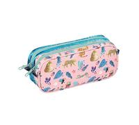 Viquel Exotic - Estuche con 2 Compartimentos, práctico Estuche para lápices y bolígrafos, Ideal para la Escuela y el Tiempo Libre, Gran Capacidad, con Cremallera, Color Rosa