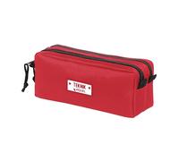 Viquel Teknik - Estuche Escolar para niños (poliéster 600D, Resistente de 2 Compartimentos, 2 Cremalleras y cordeletes), Color Rojo