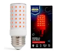 Viraleo Luz Roja Nocturna Melatonina Bombilla LED E27 + EBOOK | LED 0% Azul Para Dormir Mejor | Luz Roja Mejora Ritmo Circadiano y Sueño Natural | Para Dormitorio, Meditación y Yoga | Descanso Total