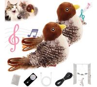 Viralhuntz Cat Toy, Interactive Cat Toy With Wing Movement, Simulation Electric Sparrow Shaking Bird, Simulated Chirping Bird Cat Toy Flapping Wings, Flying Bird Cat Toy, Touch Activated (2*Sparrow-B)