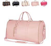 Viralhuntz Travel Bag, 2-in-1 Carry-On Garment Luggage, with Detachable Compartment Shoe Bag, for Weekender(Pink)