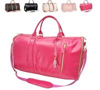 Viralhuntz Travel Bag, 2-in-1 Carry-On Garment Luggage, with Detachable Compartment Shoe Bag, for Weekender(Red)