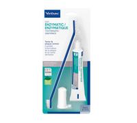 Virbac Kit de Limpieza Dental para Perros y Gatos - Sabor Ave - Incluye Pasta Enzimática C.E.T., Cepillo de Doble Cabezal y Dedal - Set de 3 Piezas