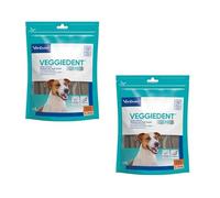 Virbac VeggieDent 15 Tiras S | Paquete Doble | 2 x 224 g | Tiras masticables para Perros pequeños (5-10 kg) | Snack Vegetariano para el Control de Placa Dental y sarro | UNA Pieza al día