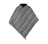 virblatt - Poncho Hombre | 100% algodón | Poncho Invierno Peruano | Reversible | Poncho Mexicano Ropa Hippie Rasta Capa - Abajo Black L-XL