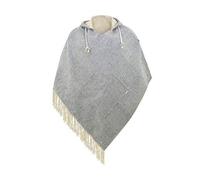 virblatt - Poncho Hombre | cáñamo & algodón | Poncho Invierno Peruano | Reversible | Poncho Mexicano Ropa Hippie Rasta Capa - Abajo Hemp L-XL Beige