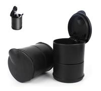 VireEyU 2 Piezas Papelera de Coche con Tapa, Apta para Portavasos y Puertas de Coche, Pequeña y Compacta, Ideal para Coche, Hogar y Oficina, Negra