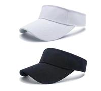VireEyU 2 Piezas Visera Unisex - Gorra Ajustable, Transpirable y Absorbente de Sudor, Ideal para Golf, Tenis, Béisbol, Ciclismo y Running - Negro/Blanco