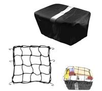 VireEyU Cubierta de cesto de bicicleta impermeable con franjas reflectantes, cubierta contra la lluvia para cesto trasero, con red para casco y red para equipaje para fijación (juego de 2)