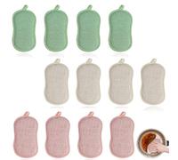 VireEyU Esponjas de Cocina Reutilizables, Pack de 12, 16x9 cm, Microfibra, Doble Cara para Suciedad Persistente, Lavables a Máquina, Perfectas para Vajilla y Limpieza de Superficies.